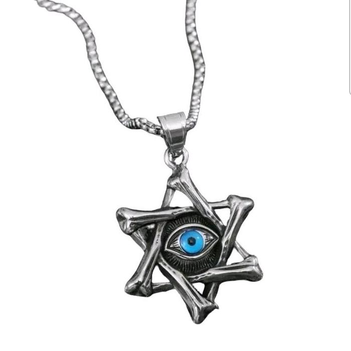 Kalung Rollo Liontin Mata Satu Illuminati Desain Unik untuk Pria dan Wanita Aksesori Gaya Menarik