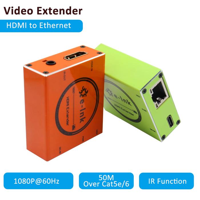 Mini HDMI to UTP Extender 1080P@60Hz HDMI Over Cat5e/6 Cable with PoC, HDMI to Ethernet Converter wi