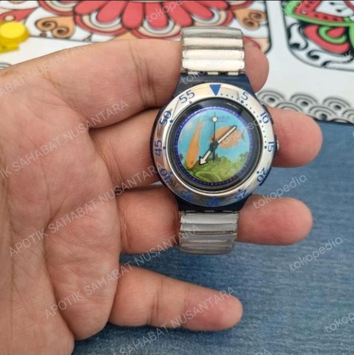 JAM TANGAN SWATCH SCUBA DIVING Strap Elastis ORIGINAL 200 M/ 656 Feet