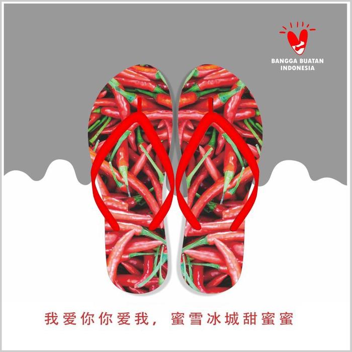 Sandal Wanita Jepit Motif Sayuran Eva Spon