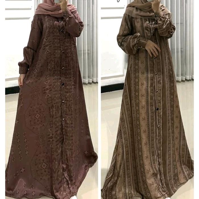 Farichaa.id Sqa Gallery Dress Santorini Gamis Muslim Wanita Nyaman Bumil Busui Resleting - Kain