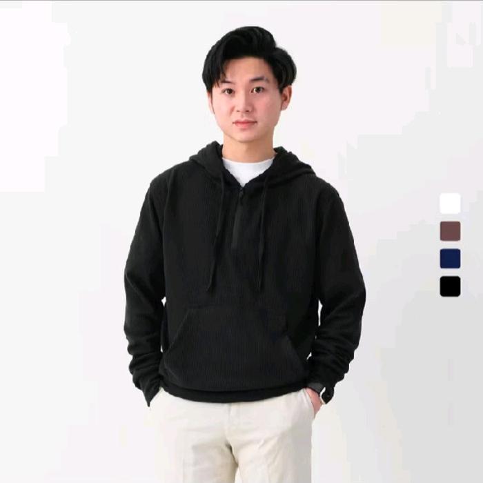 akimadis PC-15 – Kai Zip Hoodie Jacket Outer jacket pria knit Hoodie half Zip jacket Sweater lengan 