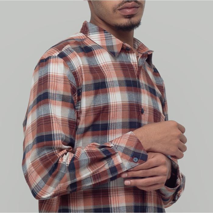 Benhill Kemeja Tunik Couple  Flannel Kotak Terracotta 1215-50402 Baju Motif Panjang Remaja Pasangan
