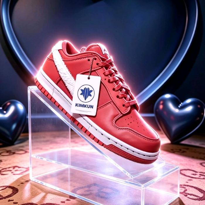 Sneakers Kimkun Casual Wanita Dunk Low Valentine Berwarna merah list putih Original 100% - Sepatu Wa