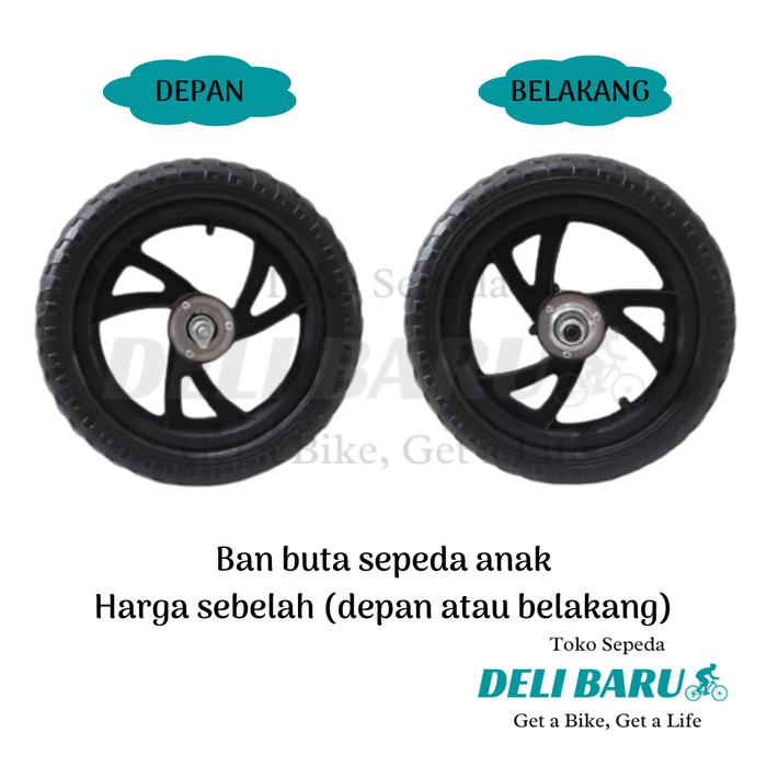 Ban buta Ban busa Ban mati velg 12 inch DEPAN atau BELAKANG komp besi sepeda anak pushbike Harga sat