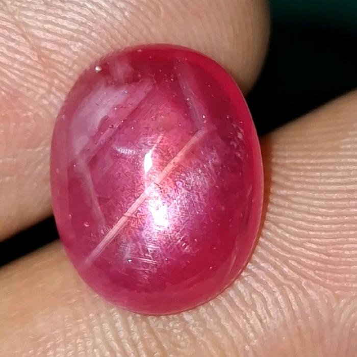 Ruby Star Dim.13×10×4 mm Batu Permata Merah Muda Berkilau Elegan untuk Mata Cincin atau Liontin Akse