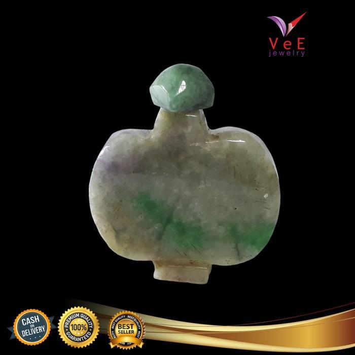 Barang Antik Batu Giok Kuno Asli Cina Jade Snuff Bottle Hijau Abu -Vee