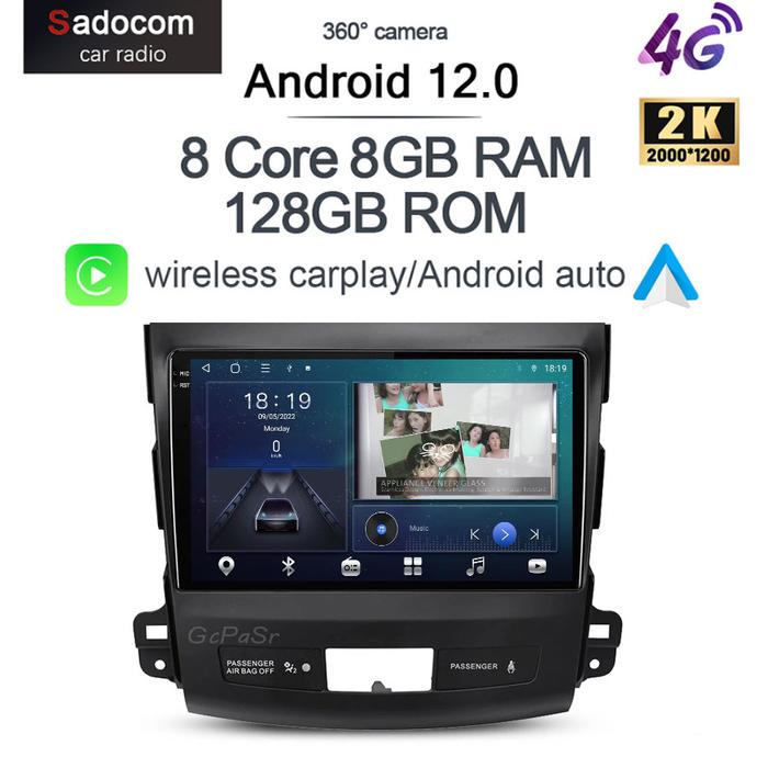 2K 2000*1200 Carplay Auto Android 12.0 8G + 128G DVD Player Mobil GPS
