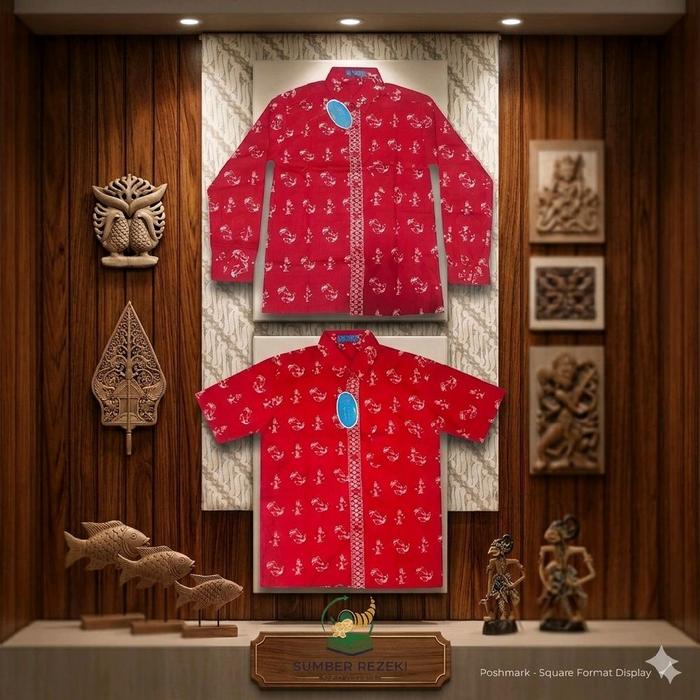 Baju Batik Sekolah SD Bekasi Merah Motif Khas Bekasi (Seragam Sekolah)