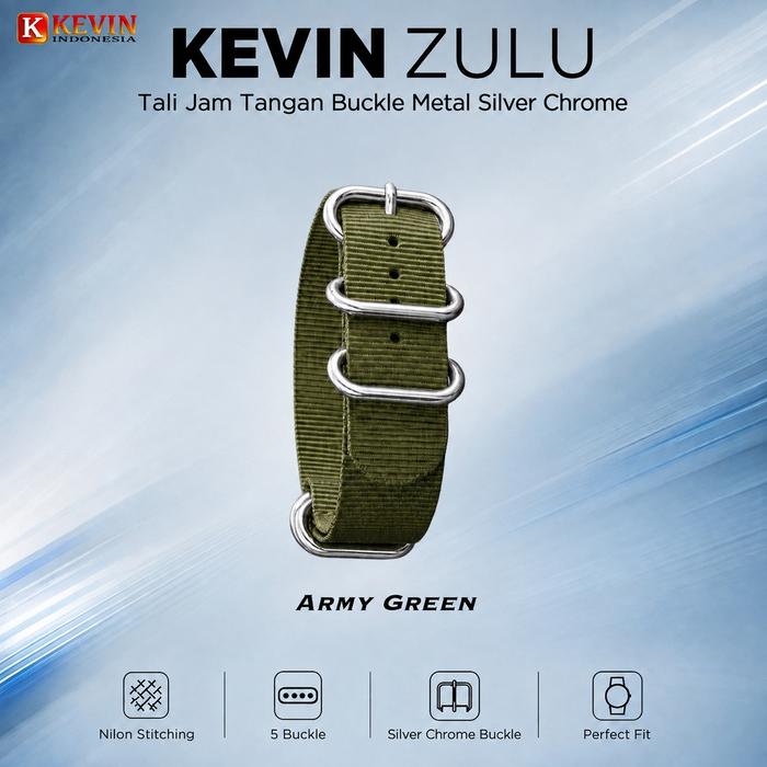KEVIN ZULU Tali Strap Jam Tangan Kompatibel Seiko 24mm Silver Chrome Metal Buckle