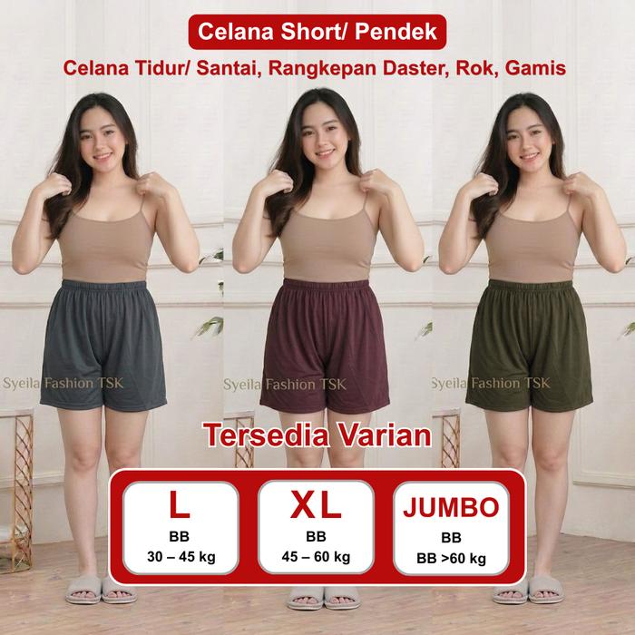 Celana Pendek Short Sontog Rangkepan Daster Rok Gamis Wanita Remaja Dewasa Lansia Ukuran L XL Jumbo