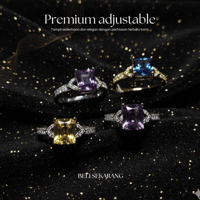 Cincin V Glow - Cincin Permata Crystal Premium Adjustable (S.K 06, S.U 06, G.B 07, G.U 02)