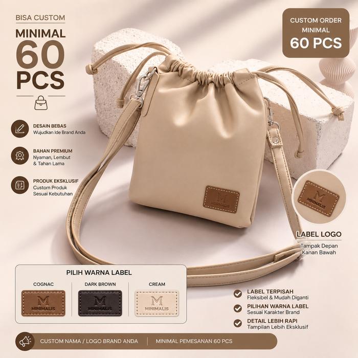 SIKA Tas Selempang Wanita Custom Logo Bucket Bag Mini Tas Handbag Shoulder Bag Fashion Korea Elegan 