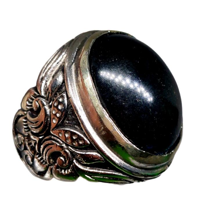 Batu cincin badar besi asli nempel magnet Batu akik aktif hitam original 100% Ring Elegan cincin pri