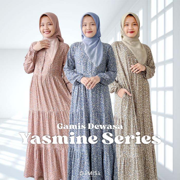 (NEW PRODUCT) Gamis Dewasa Motif Yasmine Series By Gamisa.Id - Bahan Rayon Viscose Premium Motif Can