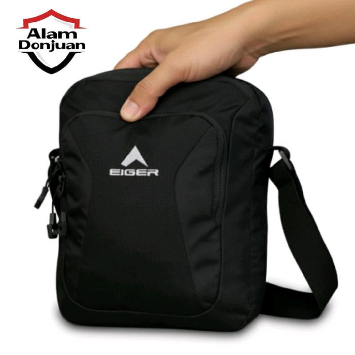 Slingbag Tas Selempang Pria Kanvas Hitam Berkualitas - Tas Eiger elegan Trendy Kekinian