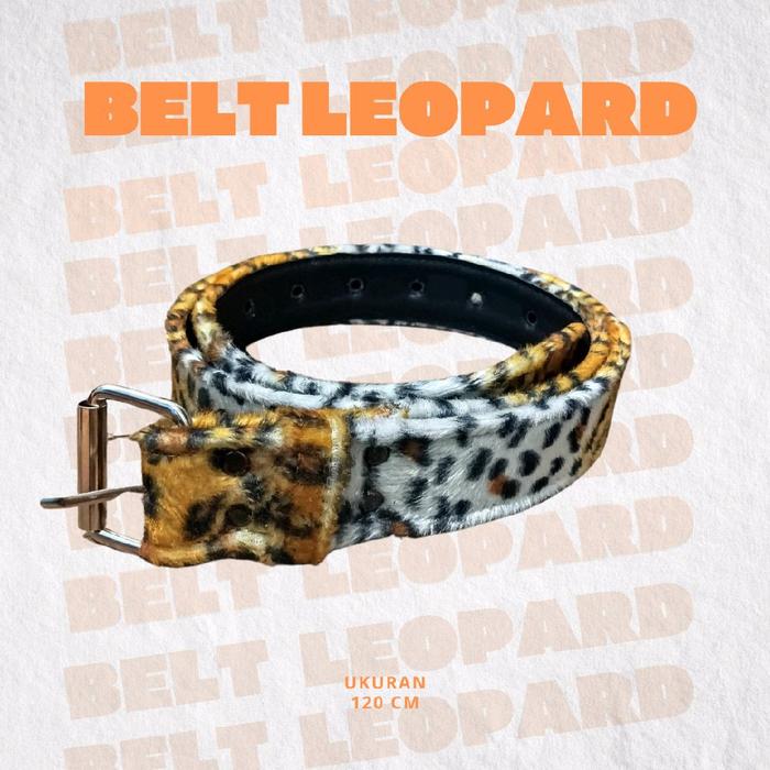 Sabuk Skena Ikat Pinggang Leopard Putih Kuning Pria Wanita / Belt Leopard / Sabuk Leopard / Sabuk Ma