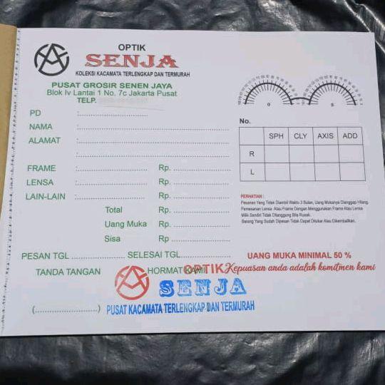 Resep Optik Kacamata + Stempel Optik + Nota dan Kwitansi Pembelian Kacamata