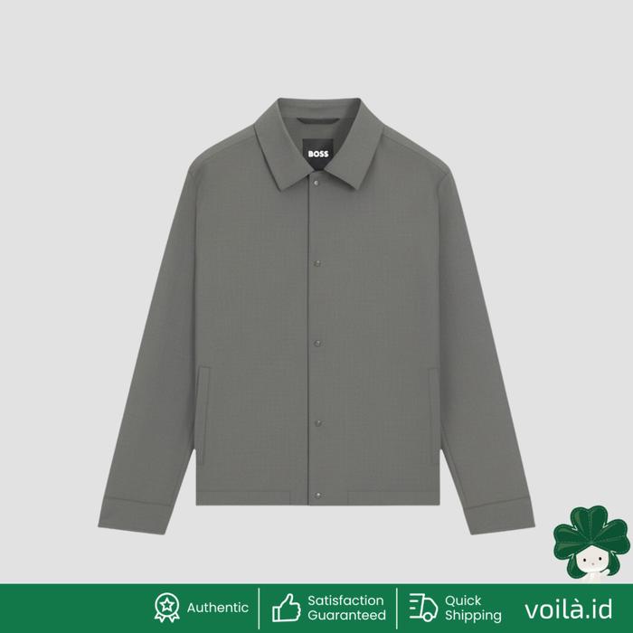 Voilaid P Carper Coach Relaxed-fit Overshirt In Stretch Wool Blend Grey