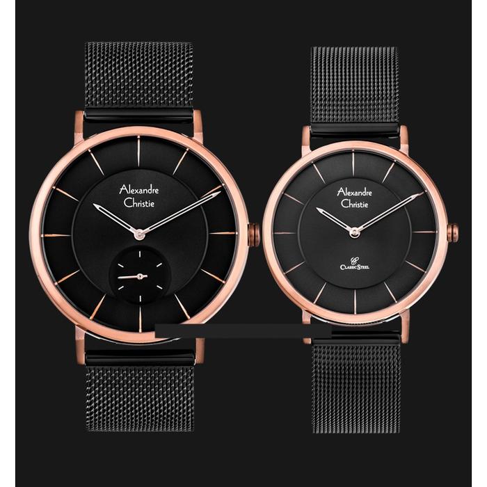 Alexandre Christie AC 8586 BBRBA Couple Black Rosegold