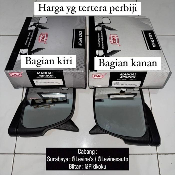 kaca spion daihatsu zebra s92 tahun 2000 hitam manual merk emgi (harga perbiji) / kaca spion zebra /