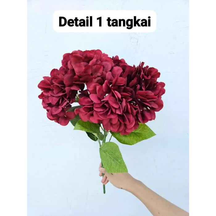 Bunga Artificial Hortensia Pastel 5 Kuntum Bunga Palsu Buatan Dekorasi Pelaminan Pernikahan Seseraha