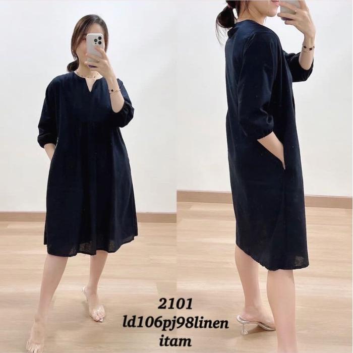 2101 VIN DRESS SIMPLE LINEN POLOS WANITA|DRESS LINEN