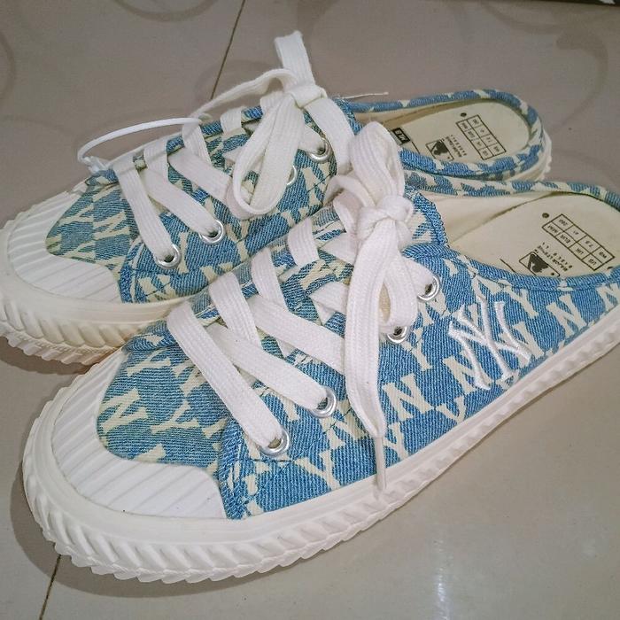 Sepatu Casual MLB Korea Playball Orgin Mule Warna Biru Muda - Karet, Shoes