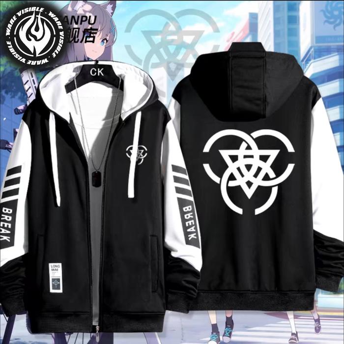 WareVisible Jacket Hoodie ZIPPER BLUE ARCHIVE Oversize Korean Style Unisex Jaket Fleece