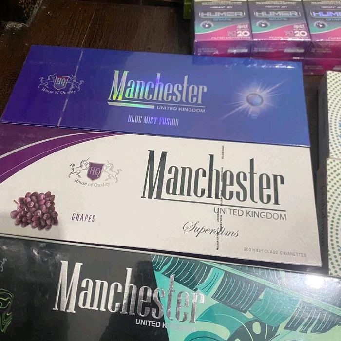 Manchester Blue Mist Fusion & Grapes Super Slims - 20 Batang - Smoke