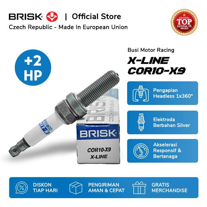 Busi Motor Brisk X-Line COR10-X9 untuk Pcx 160 Vario 160 Adv 160 ZX25R CBR250RR All New Ninja 250