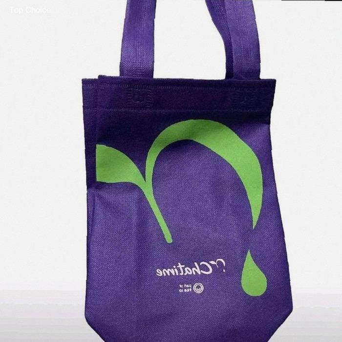 Chatime Reusable Bag Kantong Belanja Warna Ungu dengan Logo Hijau Eco-friendly Ukuran 20x10x25 | Kek