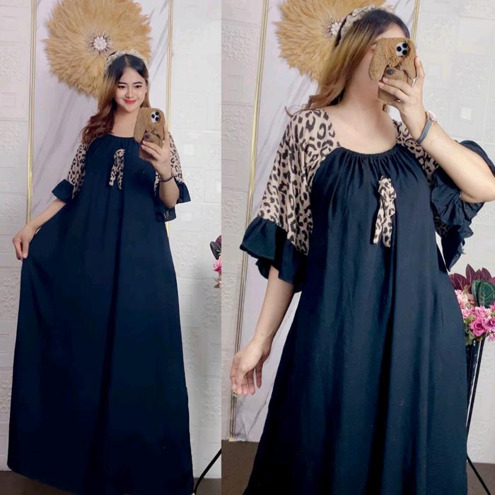Daster Wanita Motif Polos Kombinasi Leopard Daster Viral Daster Fuji Dres Bumil Jumbo Rayon Macan