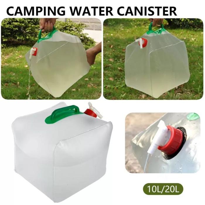 jerigen 10L / 20L dapat dilipat Tabung Air Berkemah Keran Bebas BPA Tas Penyimpanan Air PVC Ember Ai