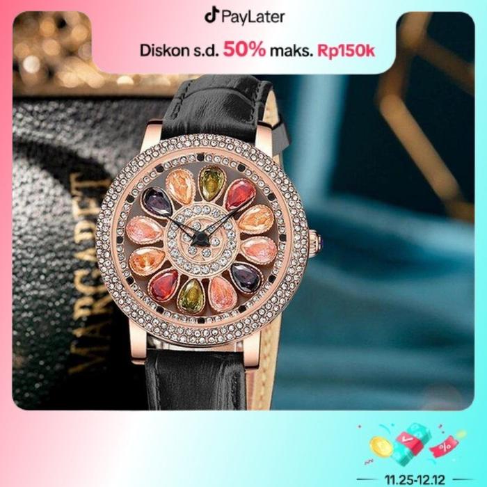 Cristiano Aillen Jam Tangan Wanita 878 Kulit Leather Asli Waterproof 3 ATM Watches