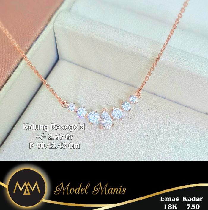 Kalung aurel baguette mini emas rosegold 755 kadar 18k"