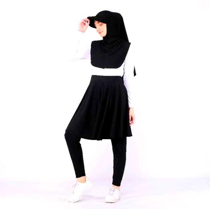 Hijab Instan Bergo Dewasa Variasi Topi Kerudung Fashion Muslim Pendek - Hitam - Lembut Nyaman