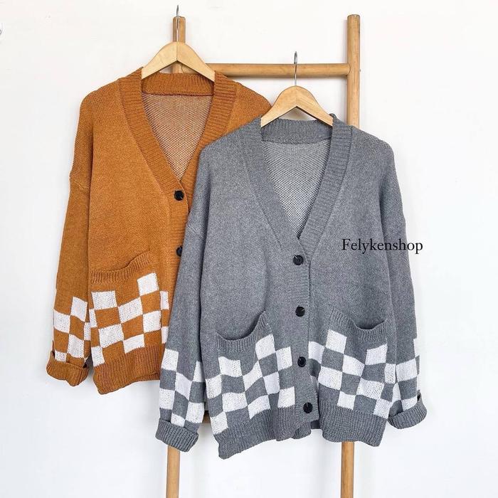 ADALINE / GHEA / 9090 / SUNFLOWER OVERSIZE CARDI KNIT IMPORT // ATASAN WANITA // ATASAN RAJUT