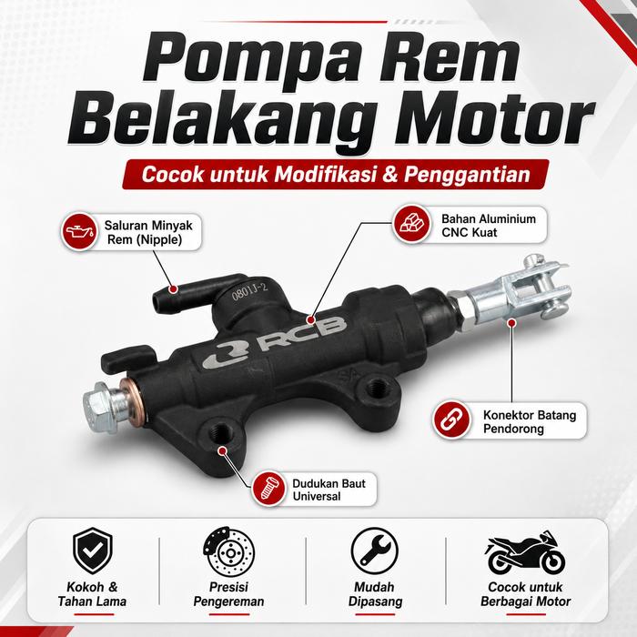Master Rem RCB Belakang Motor Tonjokan Rem Belakang RCB Universal Brake Pump Rear Vixion cb cbs r15 