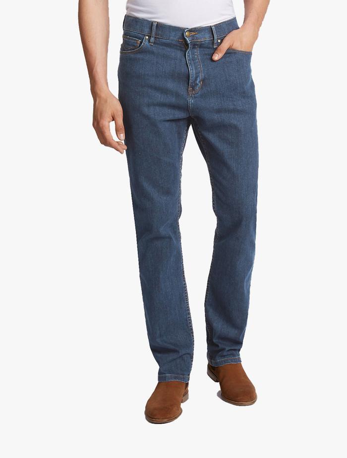 M&S-Celana Jeans Pria-Stretch W/Storm J, Stone, 36/31-Med Ue 34-36