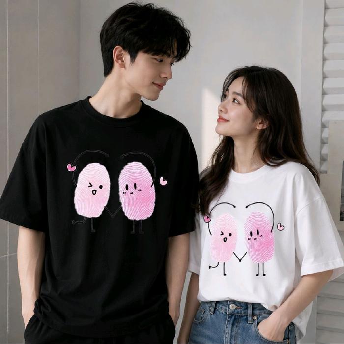 JN COLLECTION kaos diatro couple bucin karakter sidik jari