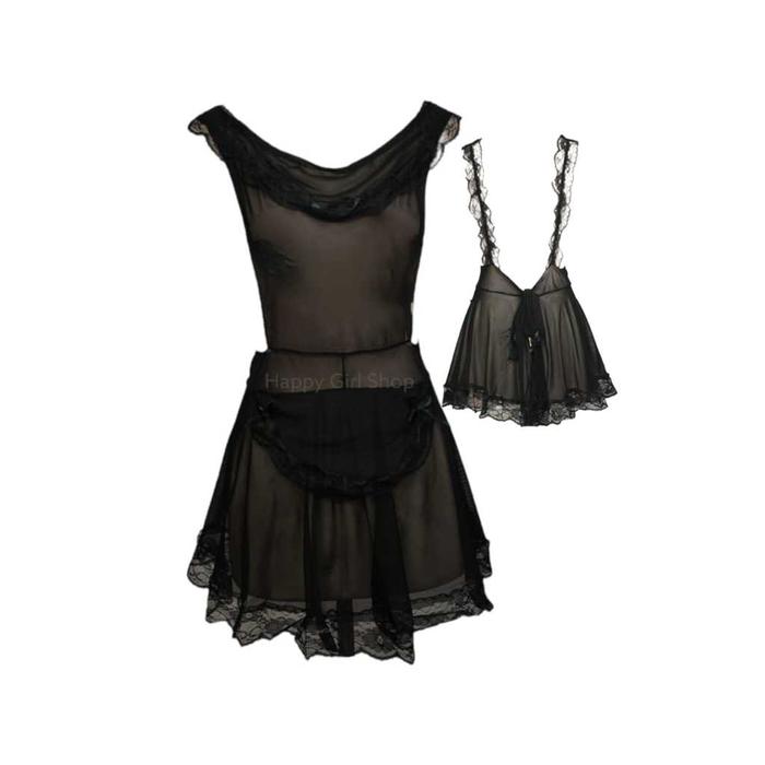 Setelan Lingerie Model Maid Bahan Satin Premium Ukuran Sampai XL