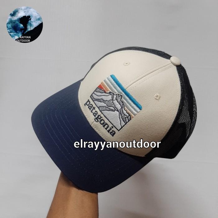 KOLEKSI BARU PATAGONIA LINE LOGO RIDGE LOPRO TRUCKER HAT NAVY/BLACK ORIGINAL
