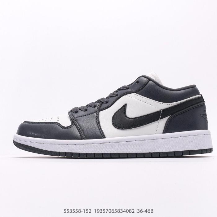 Aj 1 Low Iron Dark Grey Black Sepatu Sneaker Pria Warna Abu-abu Gelap dan Hitam Model 553558-152 193