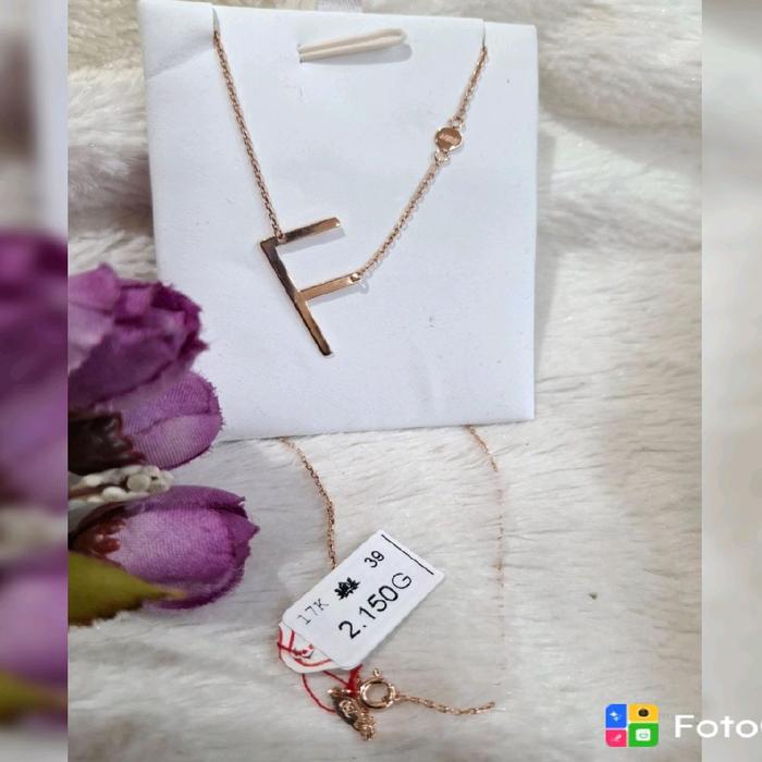 Kalung emas 75 huruf F polos