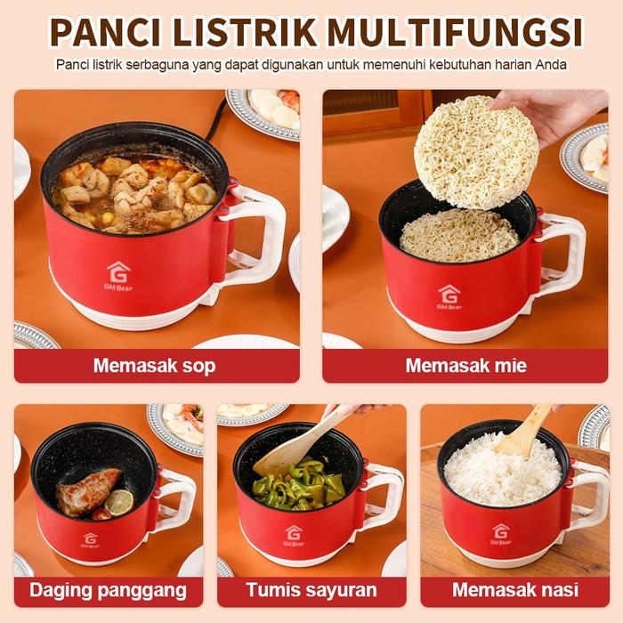 GM Bear Panci Listrik (2in1) 2076 - Electric Cooking Pot Free Steamer
