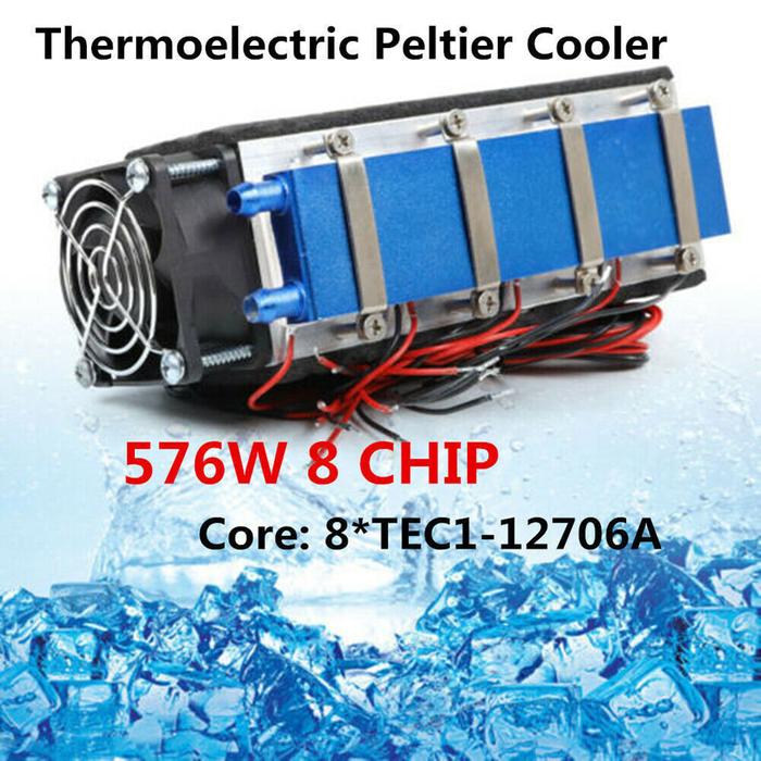DIY Peltier Cooler Air Conditioner 12V 50A 576W 5m Water Pipe Cooling Fan Easy To Install Thermoelec