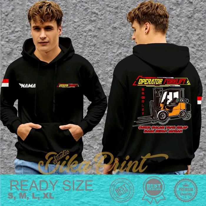 Jaket Hoodie Operator Forklift Indonesia untuk Pria dan Wanita Distro Bahan Nyaman - Cotton Fleece 1
