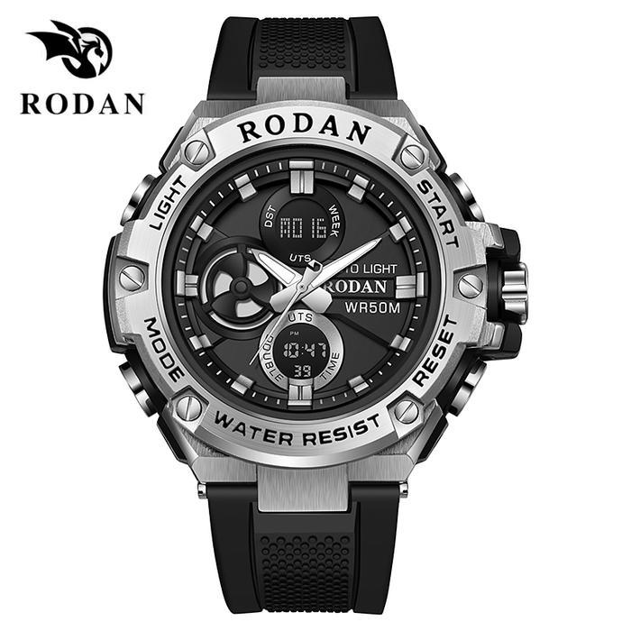 Rodan 8001  Jam Tangan Sport Pria  Free Box Watches Unisex Kaca Stainless