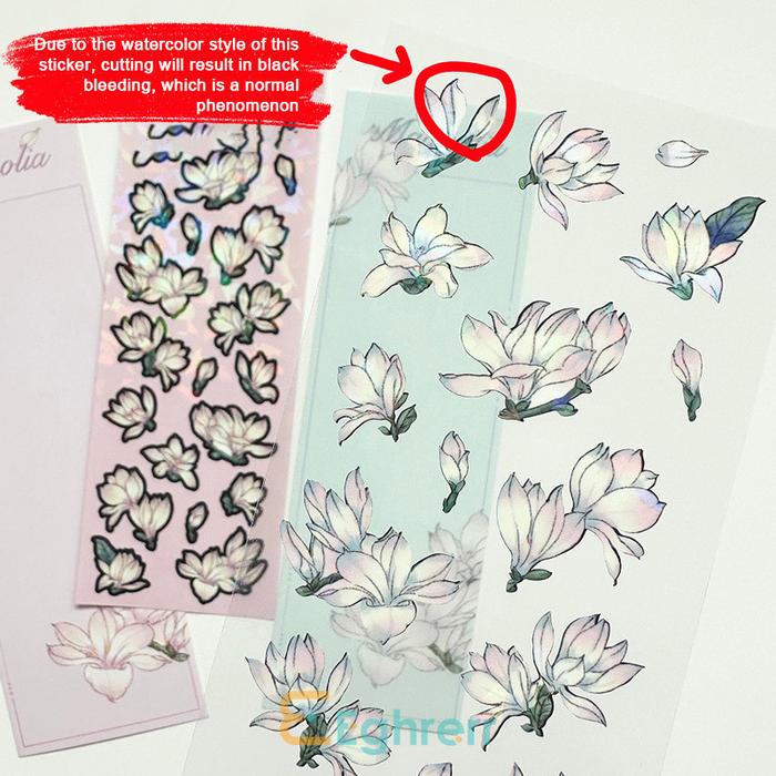 EeghrerrStiker bunga Magnolia in laser stiker akuntansi stiker dekorasi diy stiker bunga